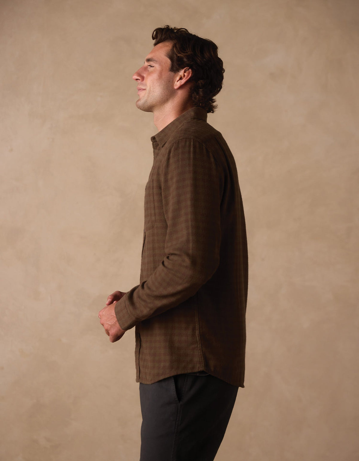 Hudson Double Brushed Flannel in Olive Plaid
