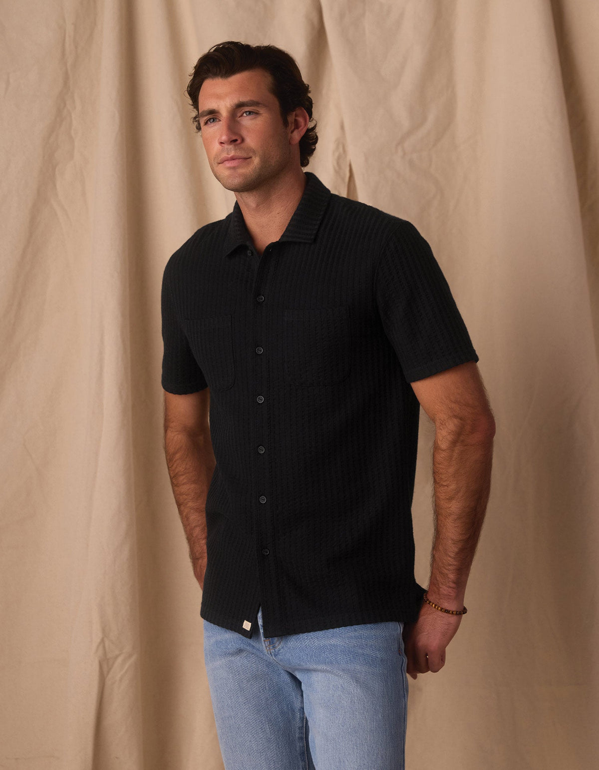 Knit Getaway Button Up in Black