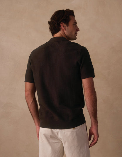 Breezeknit Button Up in Dark Brown