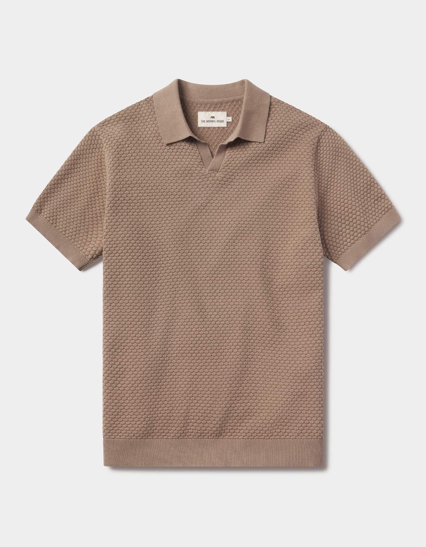 Robles Knit Jacquard Polo in Taupe