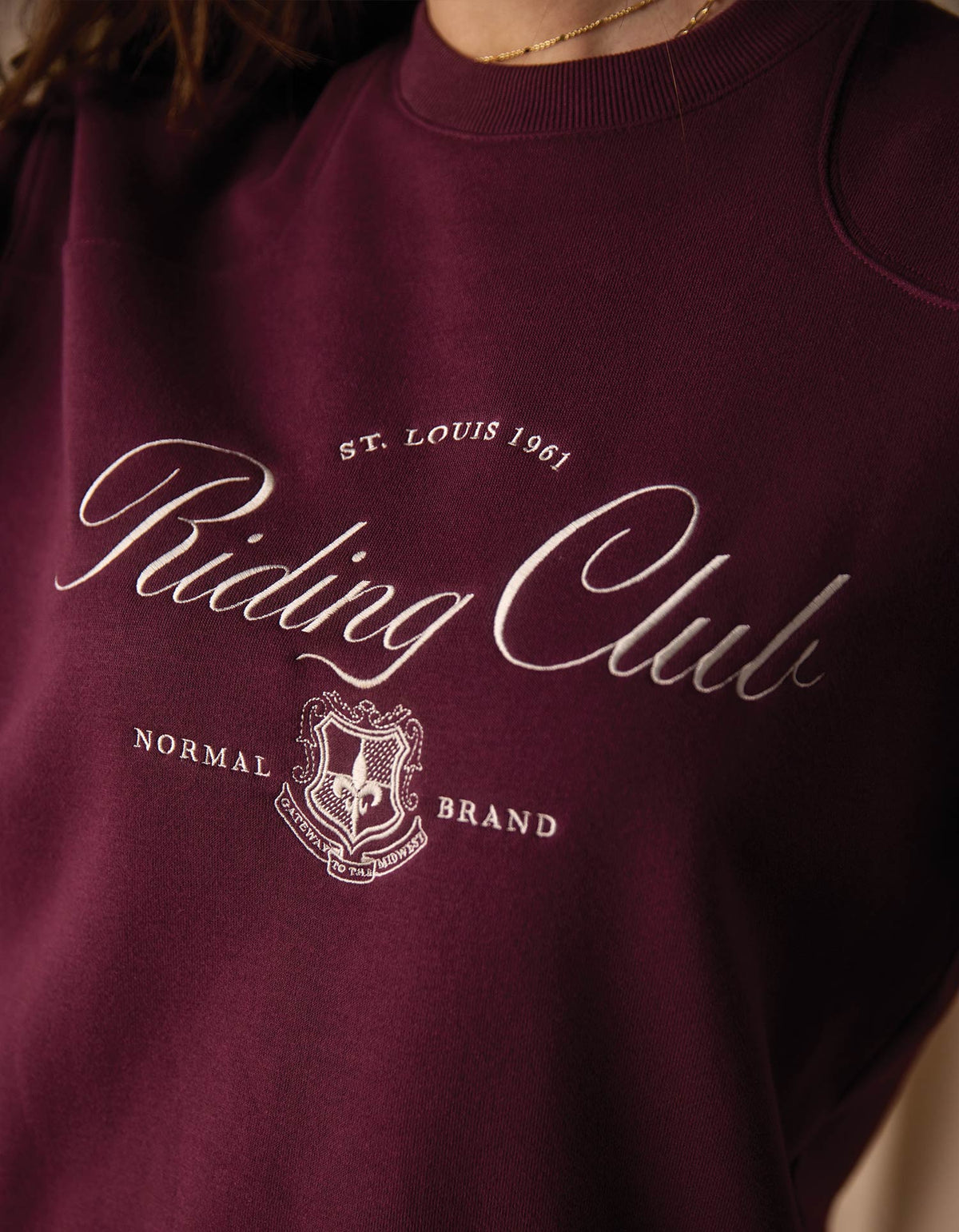 Normal Fleece Graphic Crewneck in Port Wine