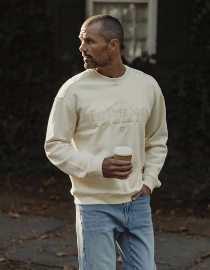 Normal Fleece Graphic Pullover in Shale Blue