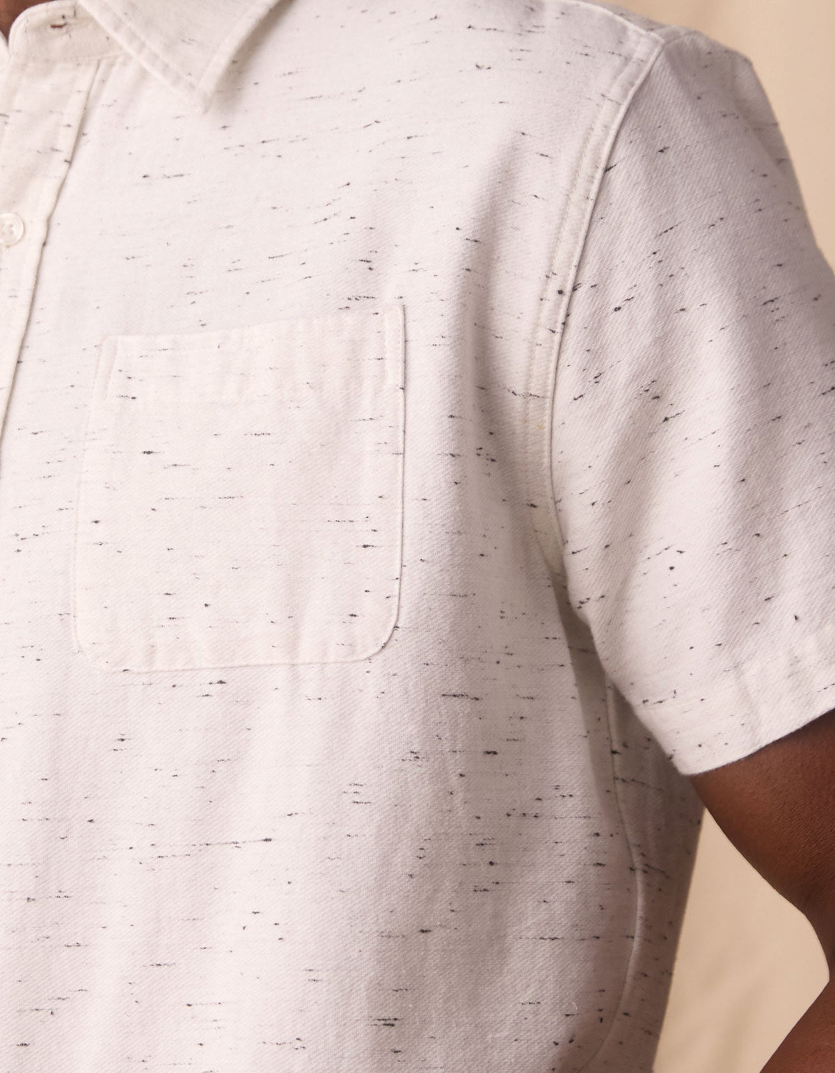 Freshwater Short Sleeve Button Up Shirt in White Nep