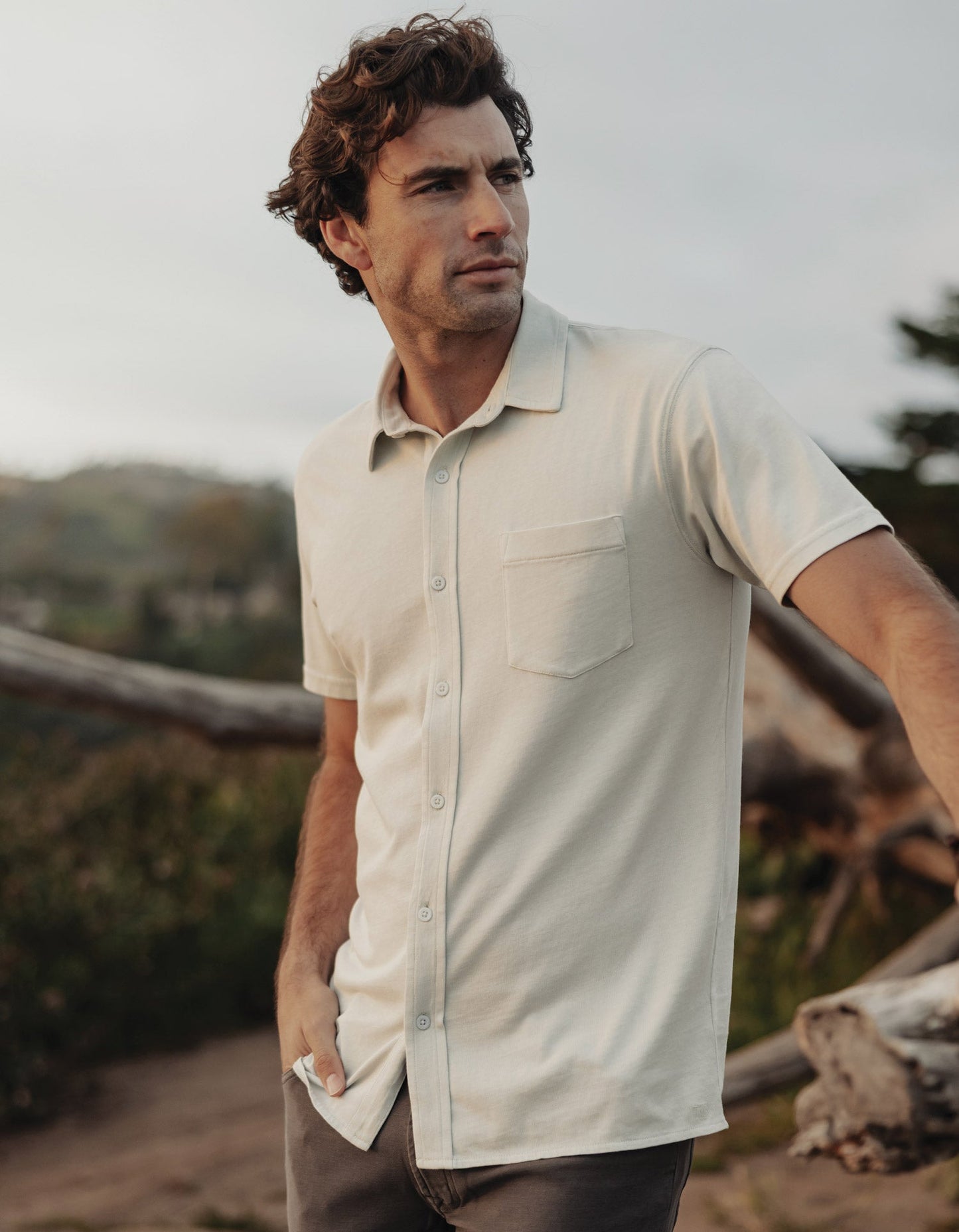 Normal Jersey Button Up in Sea Glass
