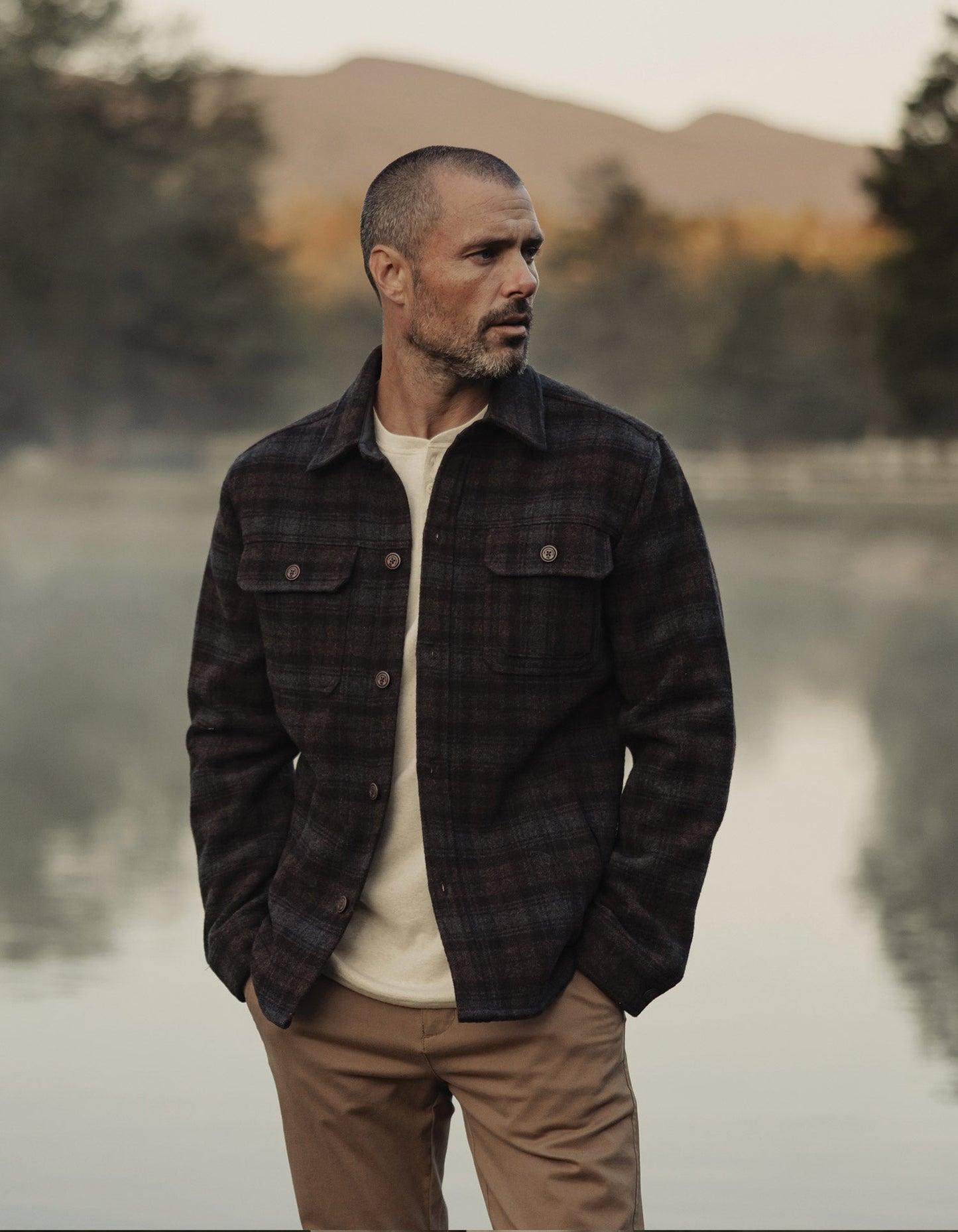 Brightside Flannel Lined Workwear Jacket in Brown Plaid