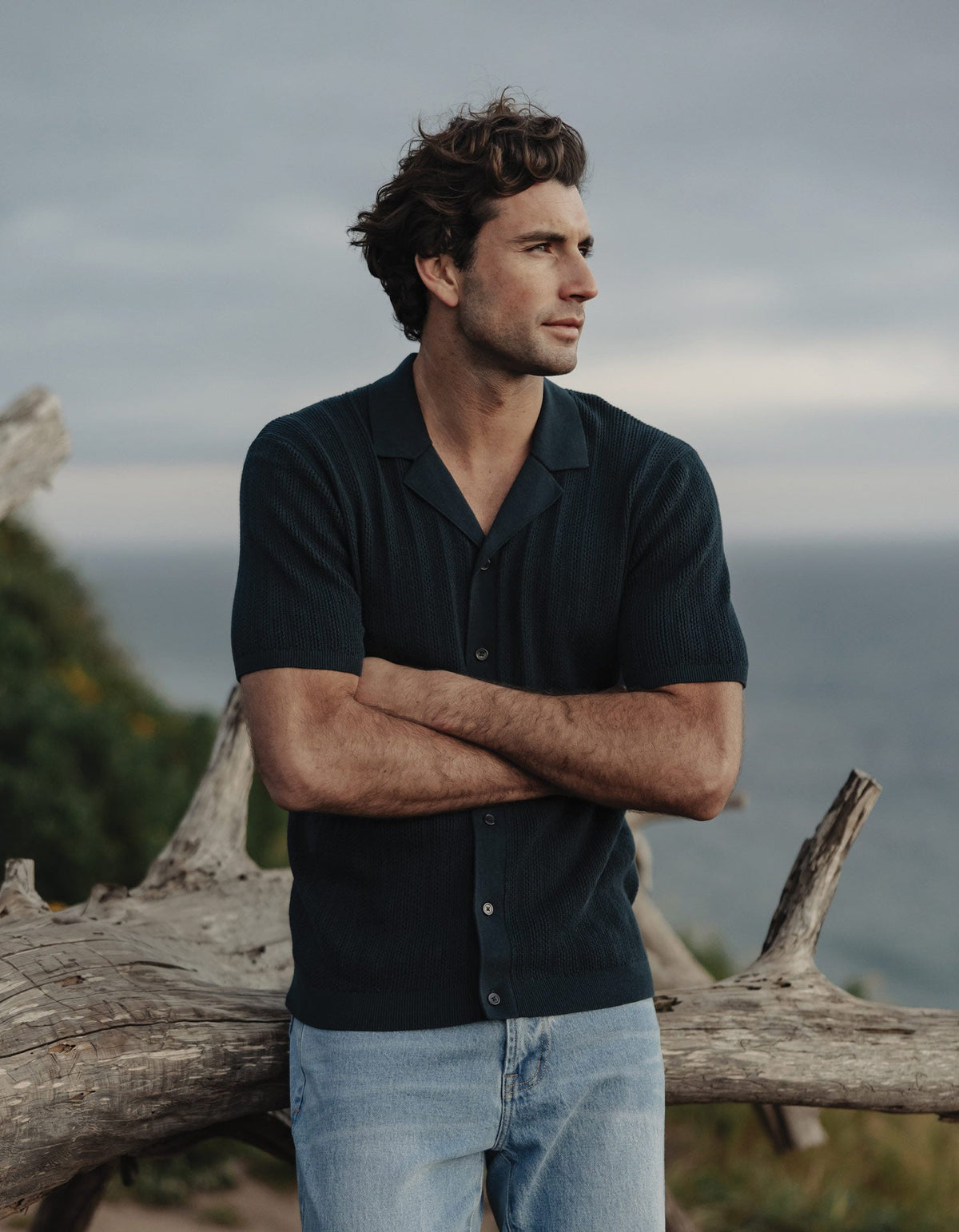 Robles Textured Knit Camp Button Up
