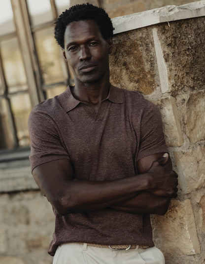 Summer Linen-Blend Polo in Espresso