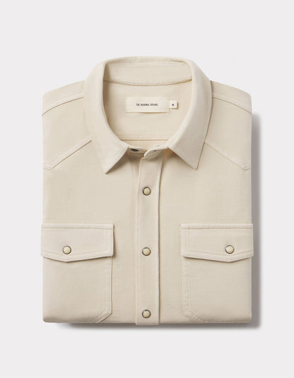 Tentoma Stretch Vintage Button Up in Bone