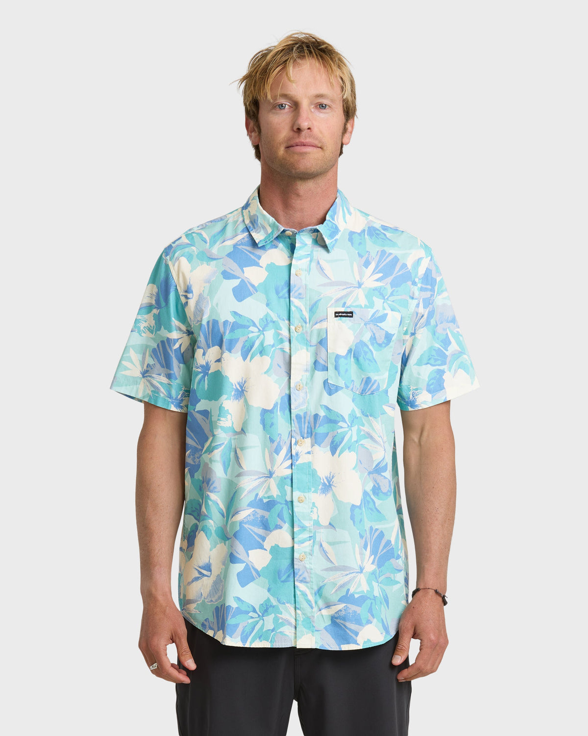 Interact Floral Classic Short Sleeve Shirt - Blue Haze