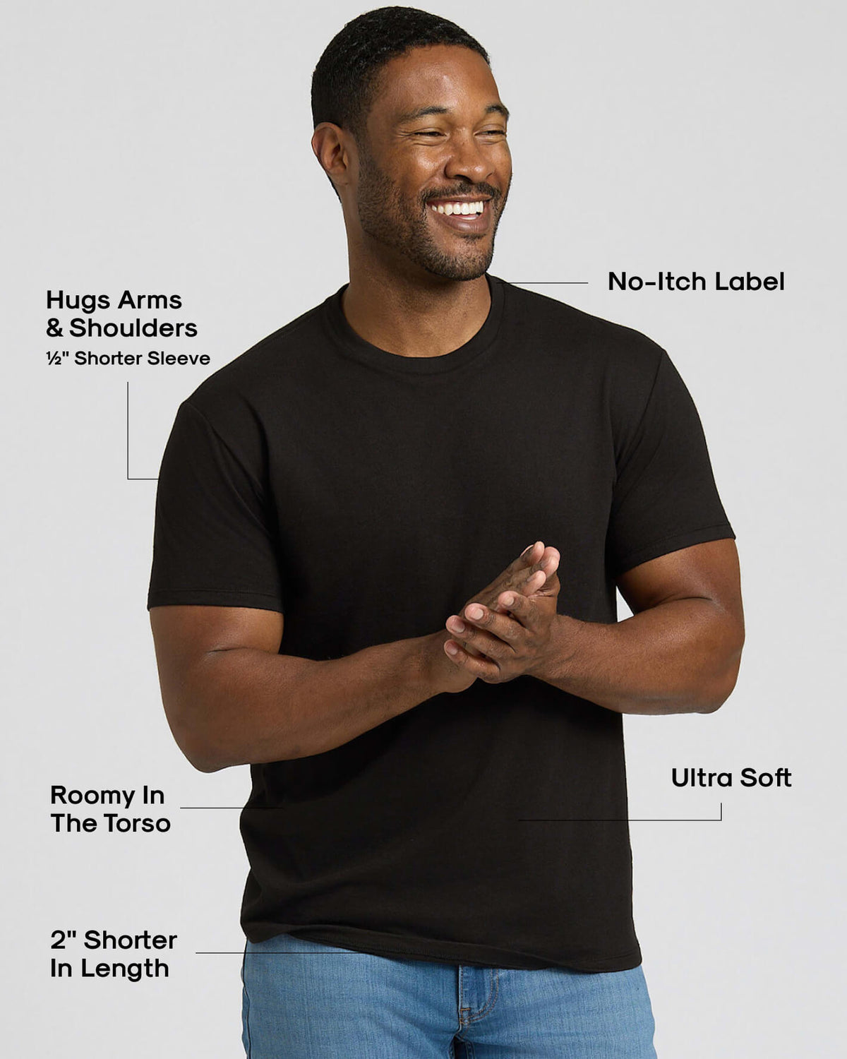 Black & White Short Classic Crew Neck 6-Pack