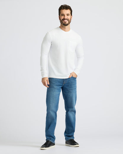 Black & White Heavyweight Long Sleeve Pocket Crew 4-Pack