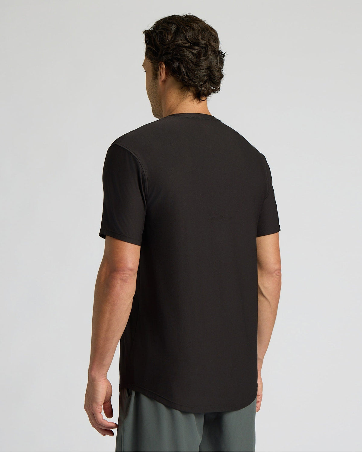 Black Active Curved Hem Crew