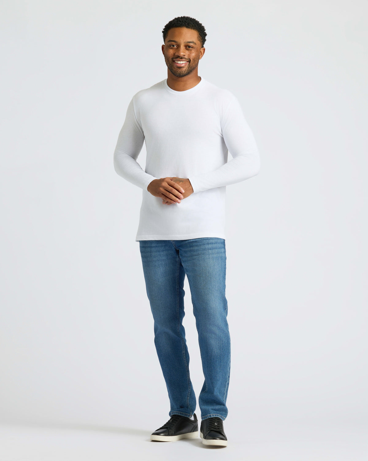 All White Long Sleeve Crew Neck 3-Pack