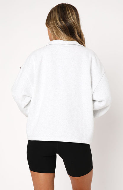 Don't Look Now Zip Front Sweater Grey Marle