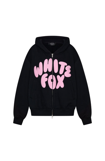 Club 14 Allie Boxy Zip Front Hoodie Black