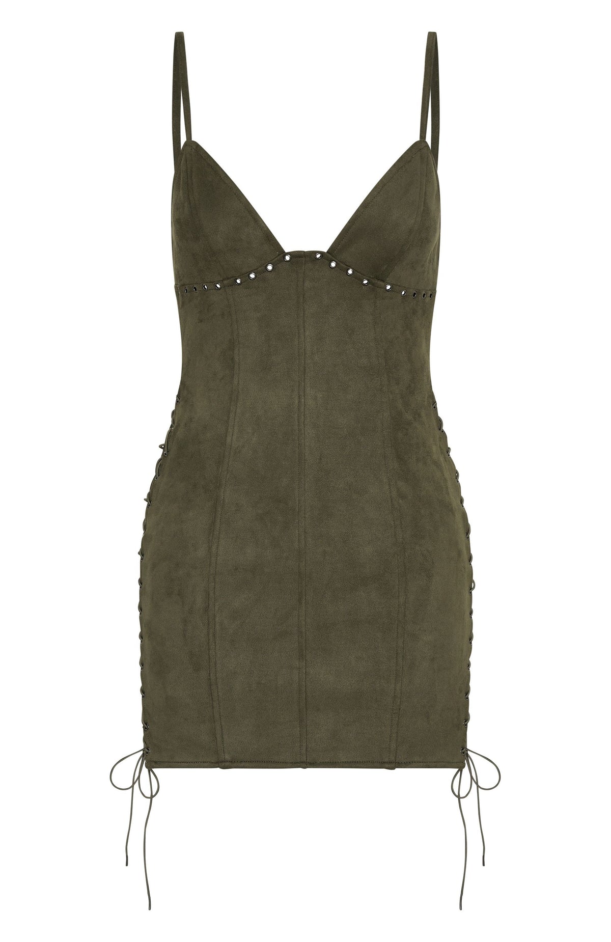 Bratty Faux Suede Mini Dress Cactus
