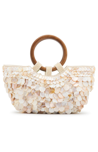 Alessandra Shell Top Handle Bag Cream