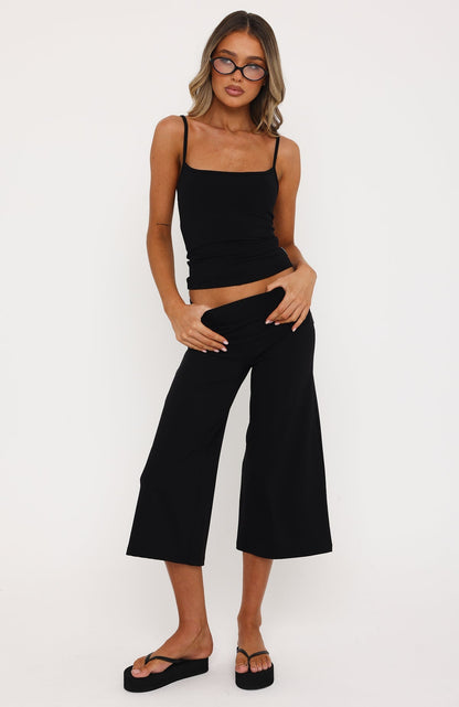 Can't Go Wrong Wide Leg Capri Black