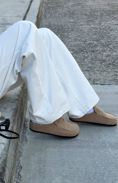 Cayson Loafer Slides Taupe Faux Suede