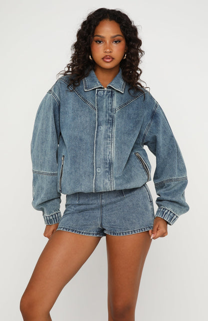 Cooler Than You Denim Shorts Brown Blue Acid Wash
