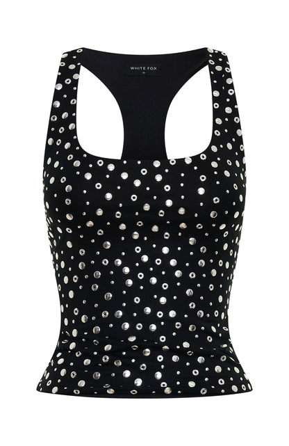 Festival Feels Studded Tank Top Black